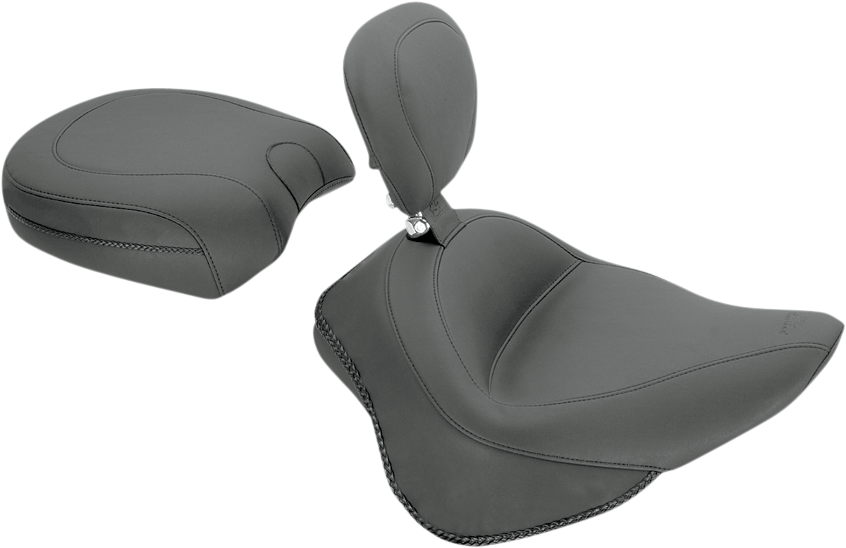 MUSTANG Wide Solo Seat - With Backrest - Vintage - Black - Smooth - FL/FX '11-'17 79742