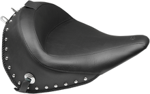 MUSTANG Wide Solo Seat - With Backrest - Black - Studded w/ Concho - FLSTC '16-'17 79915