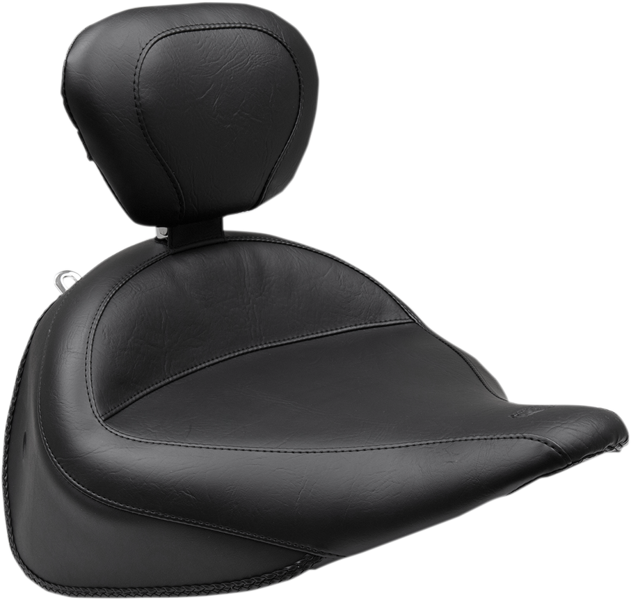 MUSTANG Wide Solo Seat - With Backrest - Vintage - Black - Smooth - FLSTC '16-'17 79916