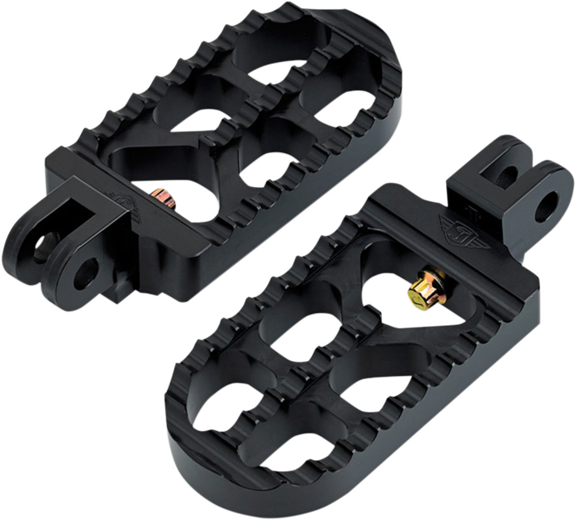 JOKER MACHINE Adjustable Foot Pegs - Serrated - Long - Black 08-56-4B