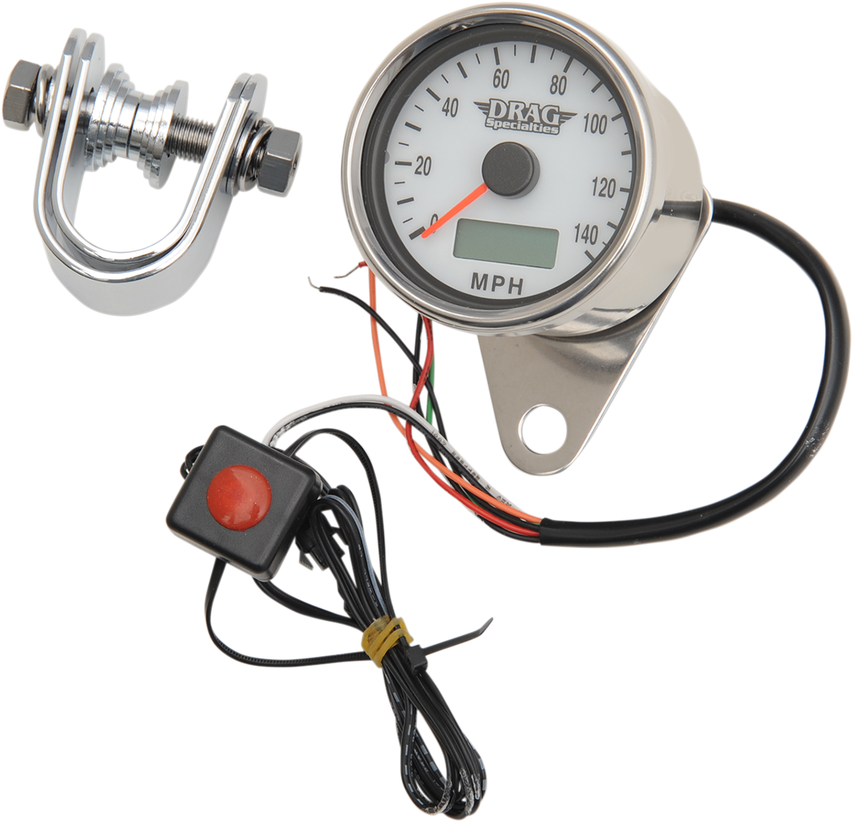 DRAG SPECIALTIES Programmable Mini Electronic Speedometer with Odometer/Tripmeter - 2.4" - Polished 21-6893DSWNU