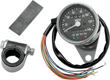 DRAG SPECIALTIES MPH Mini Mechanical Speedometer with LED Indicators - Black Face - 2:1 Ratio - 2.4" 21-6838LEDPB