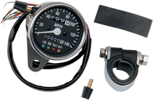 DRAG SPECIALTIES MPH Mini Mechanical Speedometer with LED Indicators - Black Face - 2240:60 Ratio - 2.4" 21-6840LEDPB