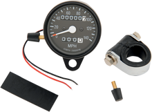 DRAG SPECIALTIES 2.4" MPH Mini LED Mechanical Speedometer/Indicators/Trip - Black Housing - Black Face - 2:1 21-6815BDS