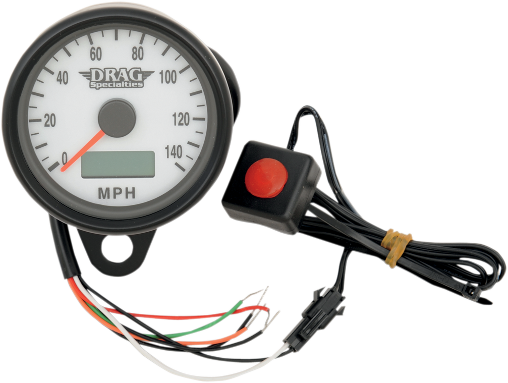 DRAG SPECIALTIES Programmable Mini Electronic Speedometer with Odometer/Tripmeter - 2.4" - Black 21-6893BDSWNU