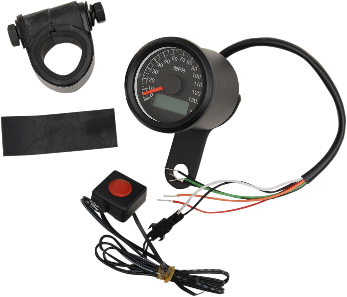 DRAG SPECIALTIES Programmable Mini Electronic Speedometer with Odometer/Tripmeter - 1.87" - Black 21-6899BNU