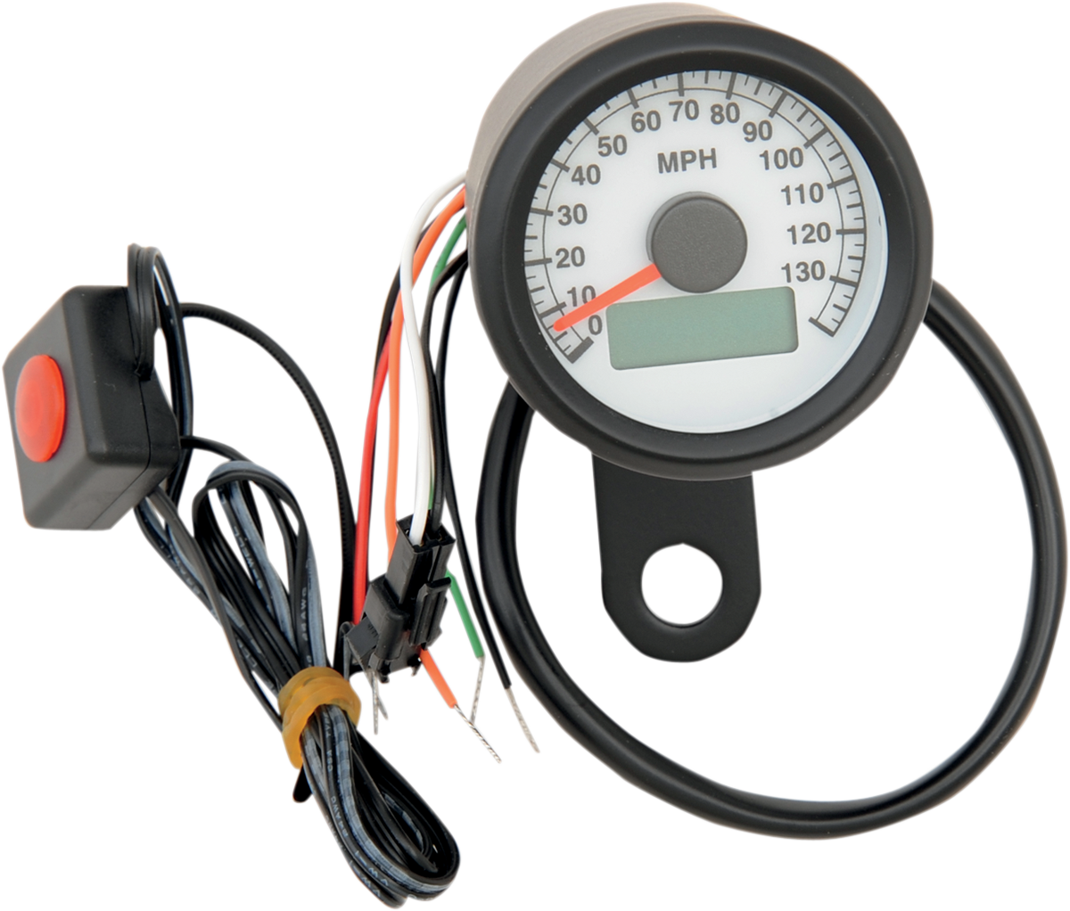 DRAG SPECIALTIES Programmable Mini Electronic Speedometer with Odometer/Tripmeter - 1.87" - Black 21-6899BWNU
