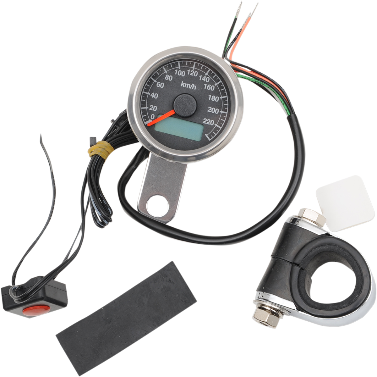 DRAG SPECIALTIES Programmable Mini Electronic Speedometer with Odometer/Tripmeter - 1.87" - Polished 21-6899ADS