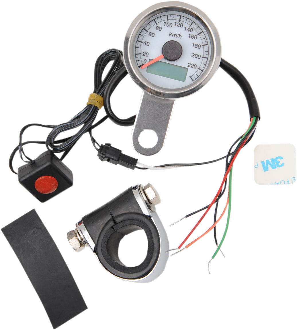 DRAG SPECIALTIES Programmable Mini Electronic Speedometer with Odometer/Tripmeter - 1.87" - Polished 21-6899AWDS