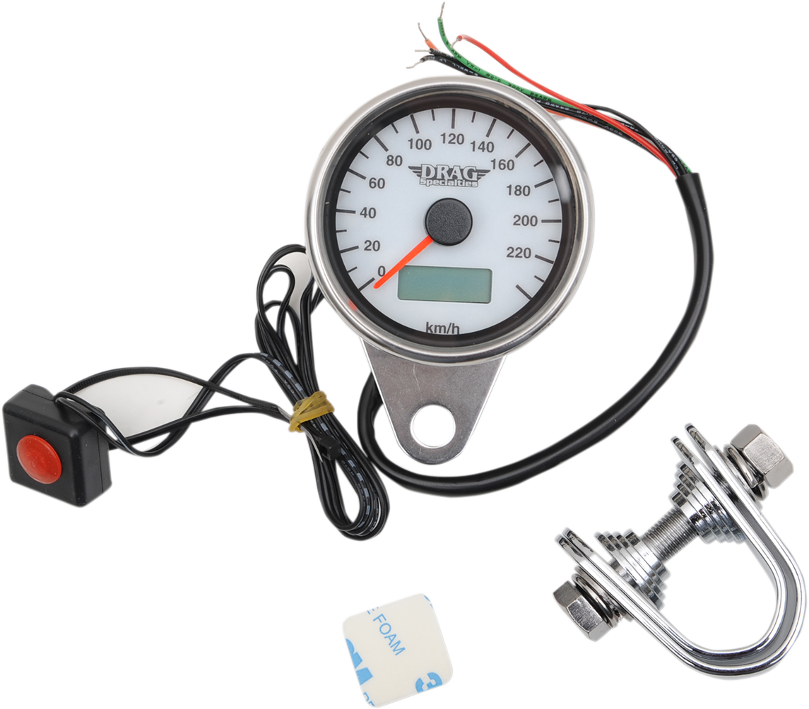 DRAG SPECIALTIES Programmable Mini Electronic Speedometer with Odometer/Tripmeter - 2.4" - Black 21-6895AWDS