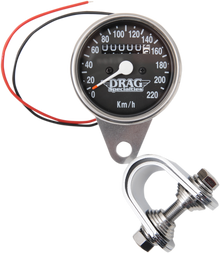DRAG SPECIALTIES 2.4" KPH Mini LED Mechanical Speedometer/Indicators - Chrome Housing - Black Face - 2:1 21-6808DS