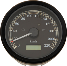 DRAG SPECIALTIES 3-3/8" KPH Programmable Electronic Speedometer - Black Bezel - Black Face T21-69A4BBDS