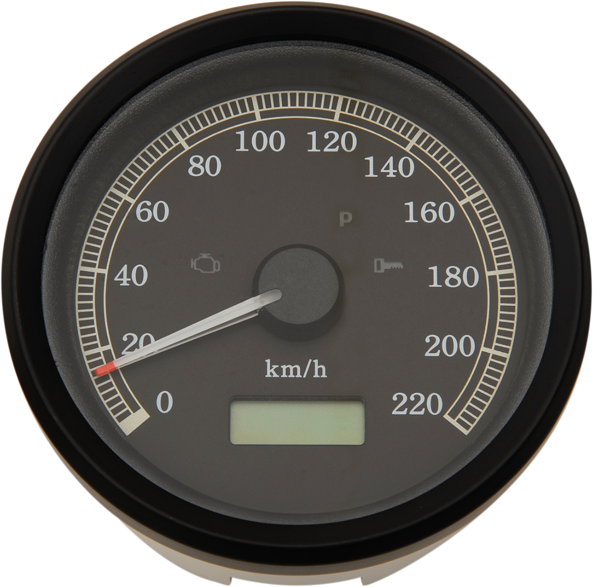 DRAG SPECIALTIES 3-3/8" KPH Programmable Electronic Speedometer - Black Bezel - Black Face T21-69A4BBDS