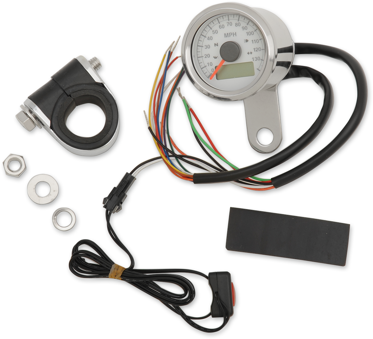 DRAG SPECIALTIES Programmable Speedometer with Indicator Lights - Natural - 140 MPH LED White Face - 1-7/8" 77759W