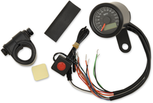DRAG SPECIALTIES Programmable Speedometer with Indicator Lights - Gloss Black - 140 MPH LED Black Face - 1-7/8" 77902