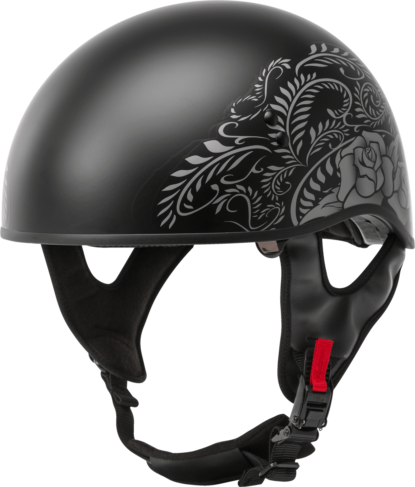 Hh 65 Half Helmet Rose Naked Matte Black/Silver Sm