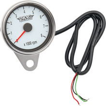 DRAG SPECIALTIES Mini Electronic Tachometer - Polished - Backlit LED White Face - 2.4" 21-6894DSW