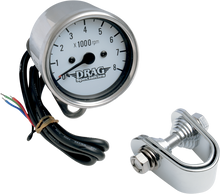 DRAG SPECIALTIES 2.4" Mini Electronic 8000 RPM Tachometer - Chrome Housing - White Face 21-6930NUDS