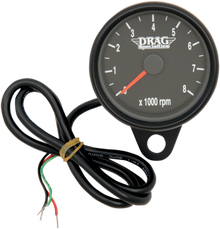 DRAG SPECIALTIES Mini Electronic Tachometer - Black - Backlit LED Black Face - 2.4" 21-6894BDS
