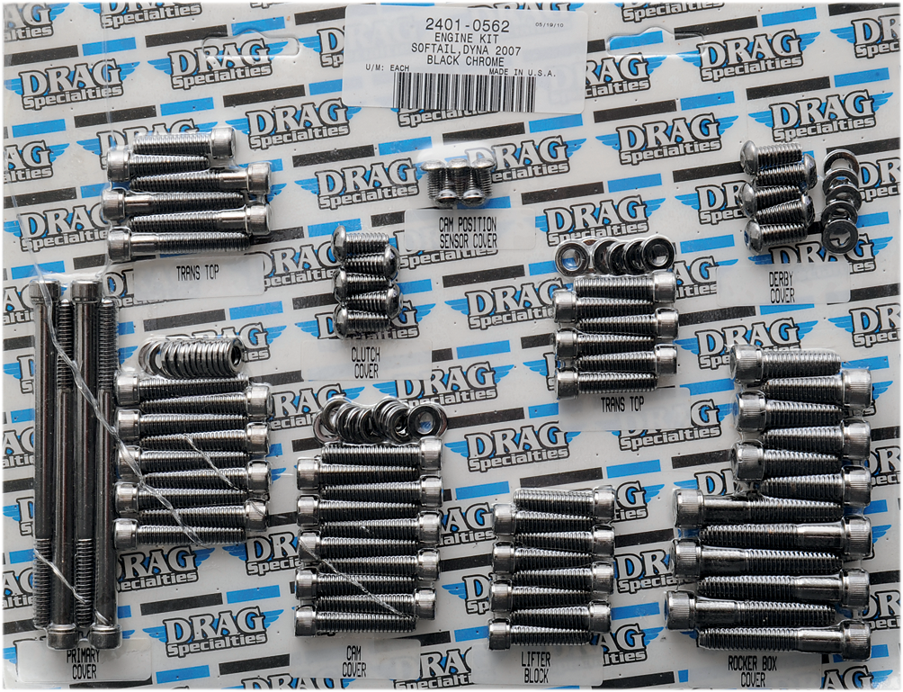 DRAG SPECIALTIES Bolt Kit - Complete Motor - Knurled/Socket-Head - Black/Chrome - '07-'17 Softail/Dyna MK699BK