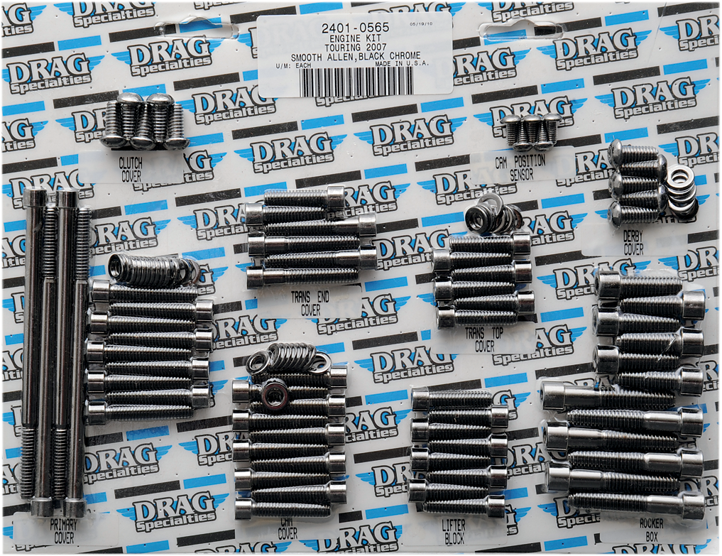 DRAG SPECIALTIES Bolt Kit - Complete Motor - Smooth/Socket-Head - Black/Chrome - '07-'16 Touring MK700SBK