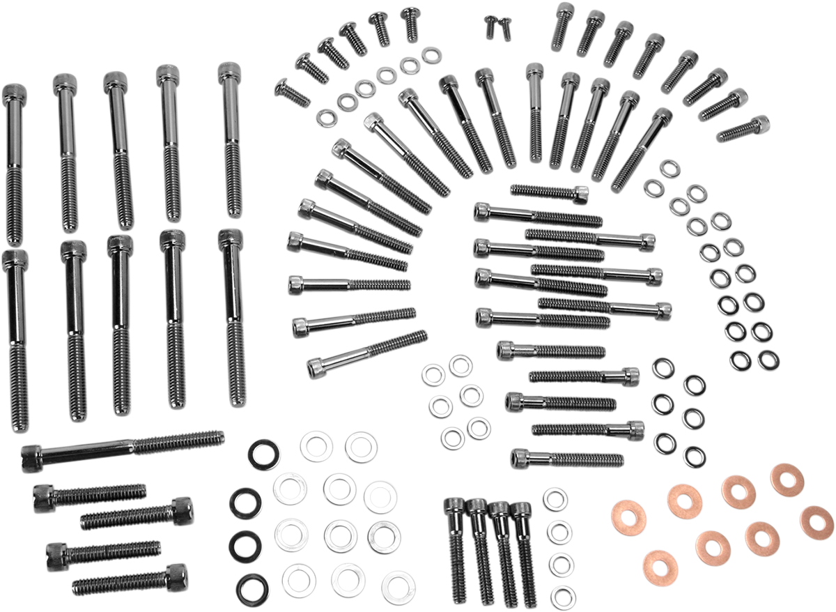 DRAG SPECIALTIES Bolt Kit - Complete Motor - Knurled/Socket-Head - Black/Chrome - '04-'21 Sportster MK694BK