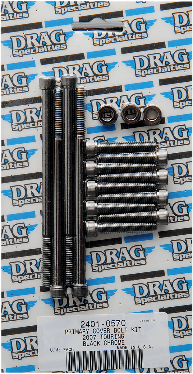 DRAG SPECIALTIES Bolt Kit - Primary Cover - Knurled - Black/Chrome - '07-'16 Touring MK673BK