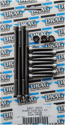 DRAG SPECIALTIES Bolt Kit - Primary Cover - Knurled - Black/Chrome - '07-'16 Touring MK673BK