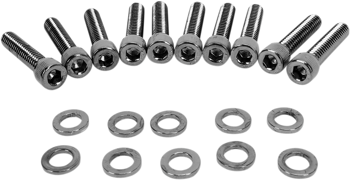 DRAG SPECIALTIES Bolt Kit - Cam Cover - Knurled - Black/Chrome - '99-'17 Twin Cam MK373BK