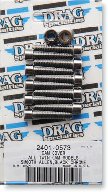 DRAG SPECIALTIES Bolt Kit - Cam Cover - Smooth - Black/Chrome - '99-'17 Twin Cam MK373SBK