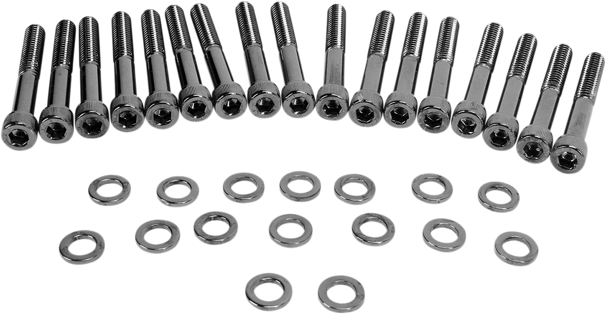 DRAG SPECIALTIES Bolt Kit - Primary Cover - Knurled - Black/Chrome - '04-'21 Sportster MK685BK