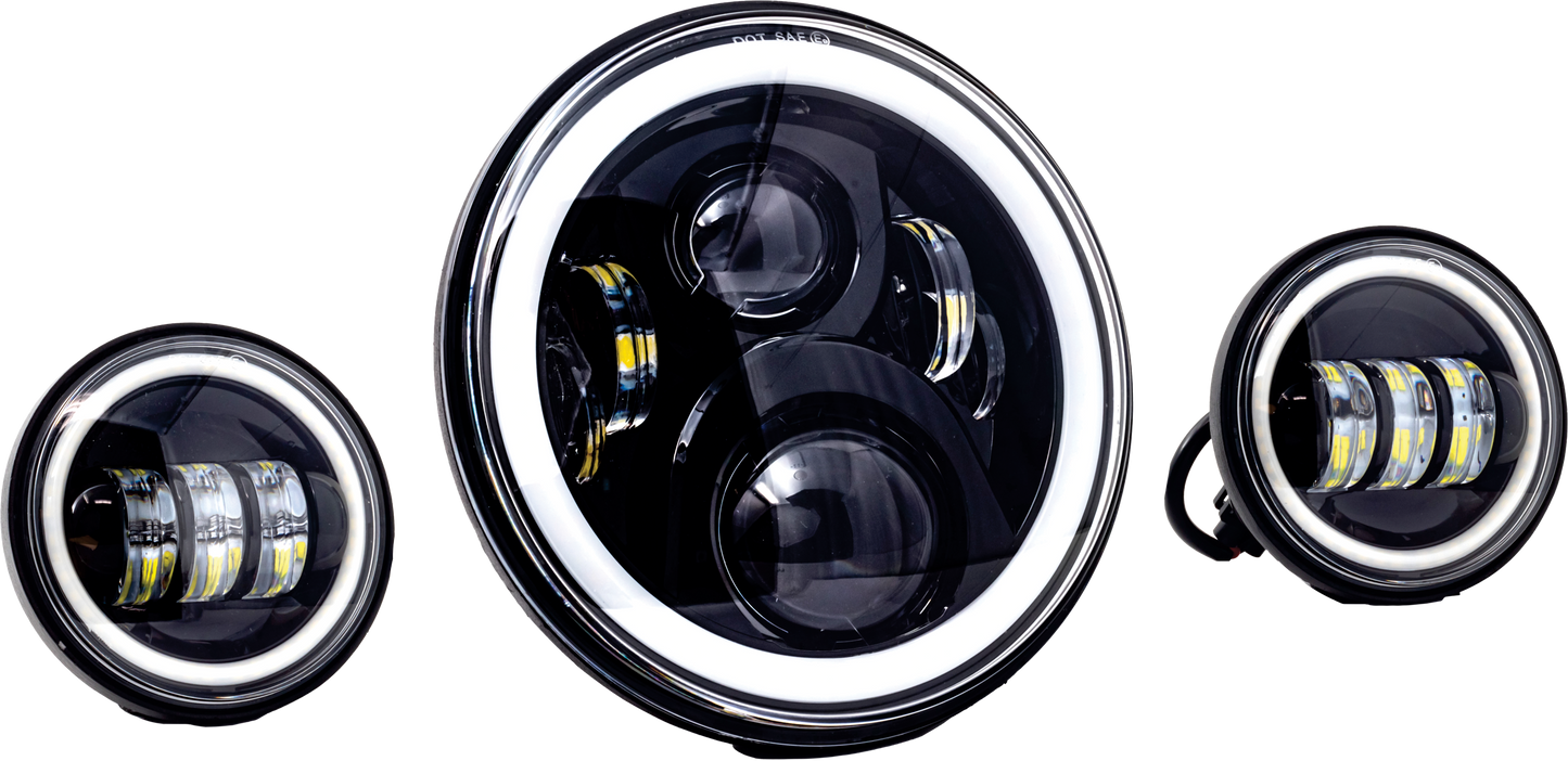 7" Led Hdlgt W/ Pass Blk Halo Indian