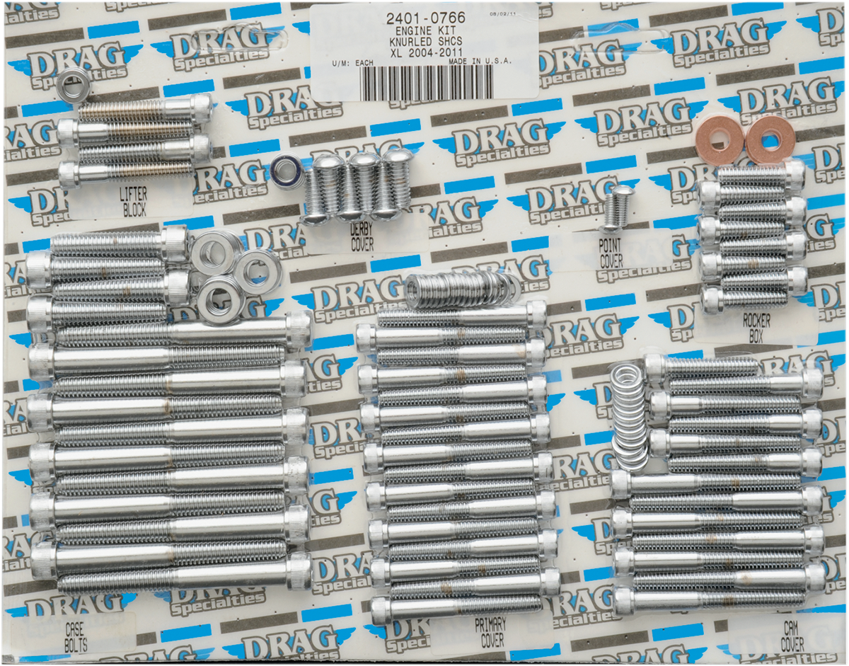 DRAG SPECIALTIES Bolt Kit - Complete Motor - Knurled/Socket-Head - '04-'21 Sportster MK694