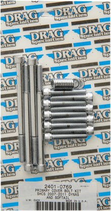 DRAG SPECIALTIES Bolt Kit - Primary Cover - Knurled - Chrome - Softail/Dyna MK672