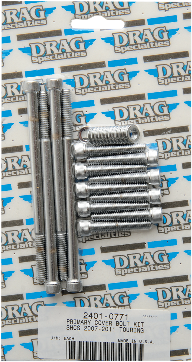 DRAG SPECIALTIES Bolt Kit - Primary Cover - Knurled - Chrome - Touring MK673
