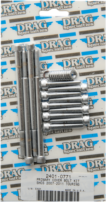 DRAG SPECIALTIES Bolt Kit - Primary Cover - Knurled - Chrome - Touring MK673