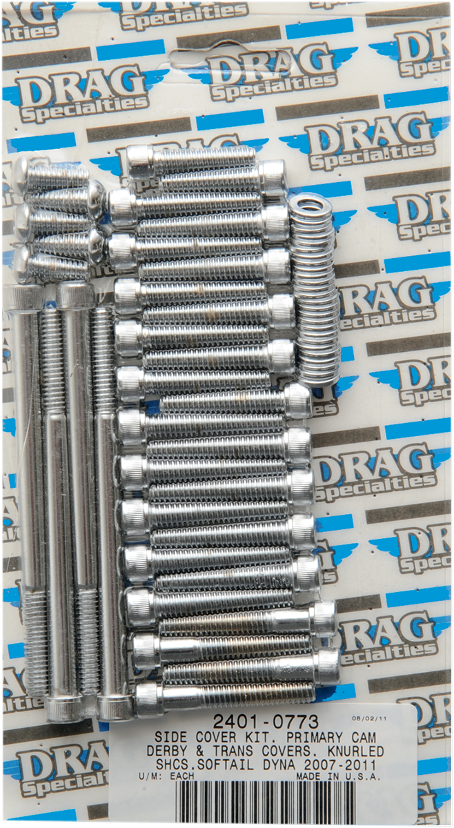 DRAG SPECIALTIES Bolt Kit - Primary/Transmission Side Cover/Derby Cover - Knurled - Softail/Dyna MK695