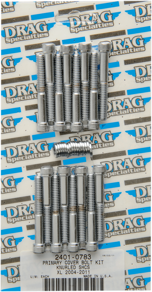 DRAG SPECIALTIES Bolt Kit - Primary Cover - Knurled - Chrome - Sportster MK685