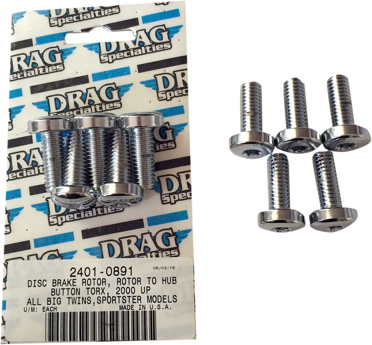 DRAG SPECIALTIES Mounting Kit - Rotor to Hub - Rear - Chrome MK772