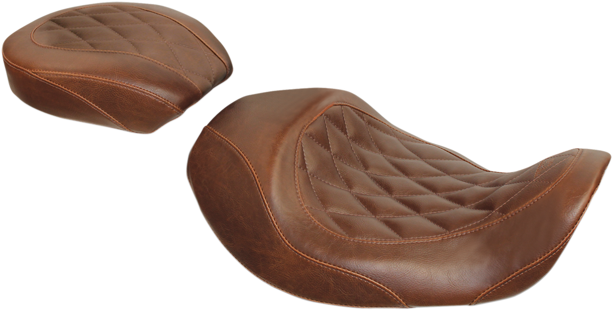 MUSTANG Forward Wide Tripper Solo Seat - Diamond - Brown - Dyna '06-'17 76711