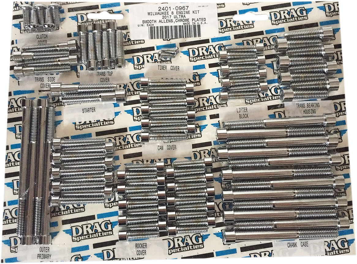 DRAG SPECIALTIES Bolt Kit - Engine - Smooth/Socket-Head - Chrome - M8 MK775S