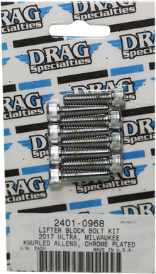 DRAG SPECIALTIES Bolt Kit - Lifter Block - Knurled/Socket-Head - Chrome - M8 MK776