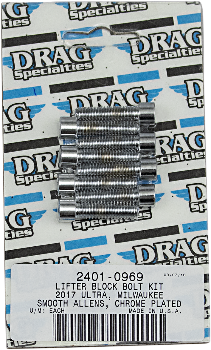 DRAG SPECIALTIES Bolt Kit - Lifter Block - Smooth/Socket-Head - Chrome - M8 MK776S