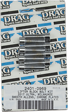 DRAG SPECIALTIES Bolt Kit - Lifter Block - Smooth/Socket-Head - Chrome - M8 MK776S