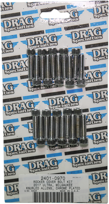 DRAG SPECIALTIES Bolt Kit - Rocker Cover - Knurled/Socket-Head - Chrome - M8 MK777