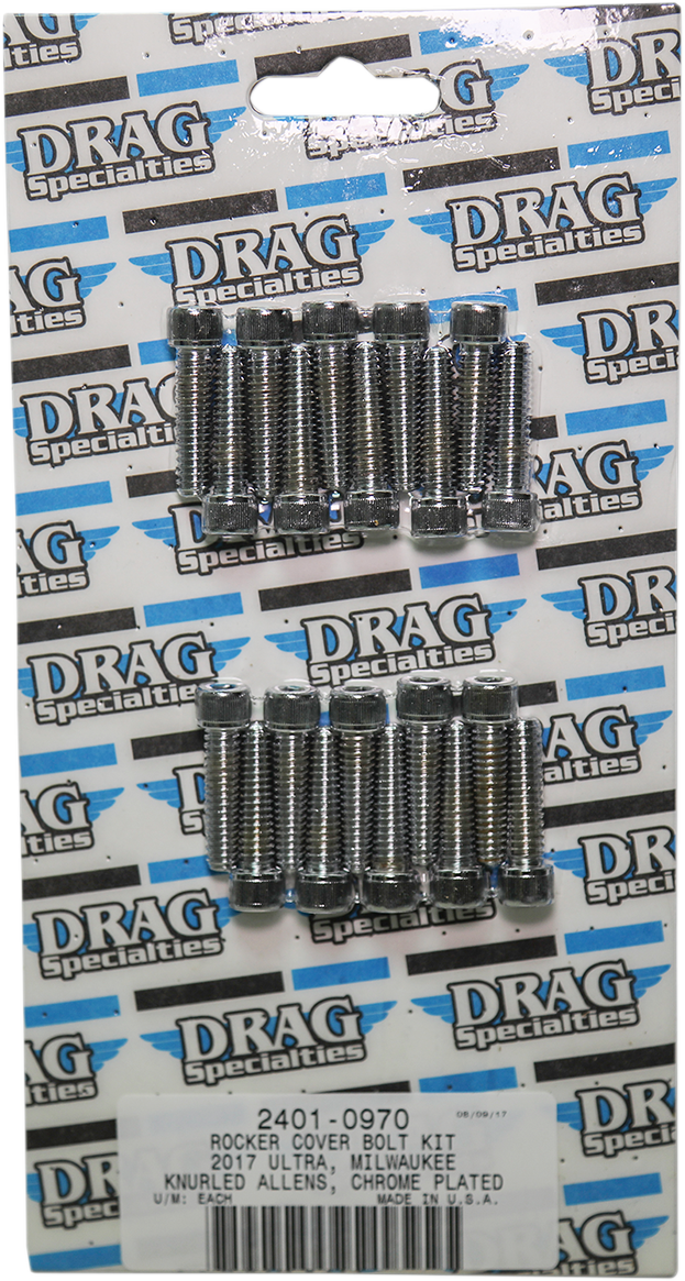 DRAG SPECIALTIES Bolt Kit - Rocker Cover - Knurled/Socket-Head - Chrome - M8 MK777
