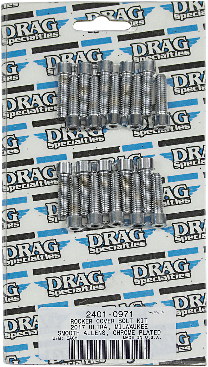 DRAG SPECIALTIES Bolt Kit - Rocker Cover - Smooth/Socket-Head - Chrome - M8 MK777S