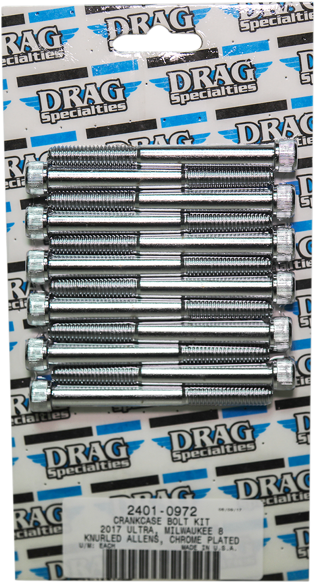 DRAG SPECIALTIES Bolt Kit - Crankcase - Knurled/Socket-Head - Chrome - M8 MK778