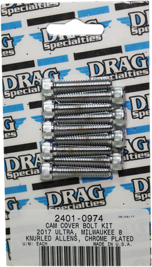 DRAG SPECIALTIES Bolt Kit - Cam Cover - Knurled/Socket-Head - Chrome - M8 MK779