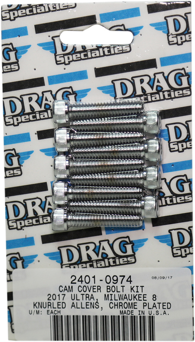 DRAG SPECIALTIES Bolt Kit - Cam Cover - Knurled/Socket-Head - Chrome - M8 MK779